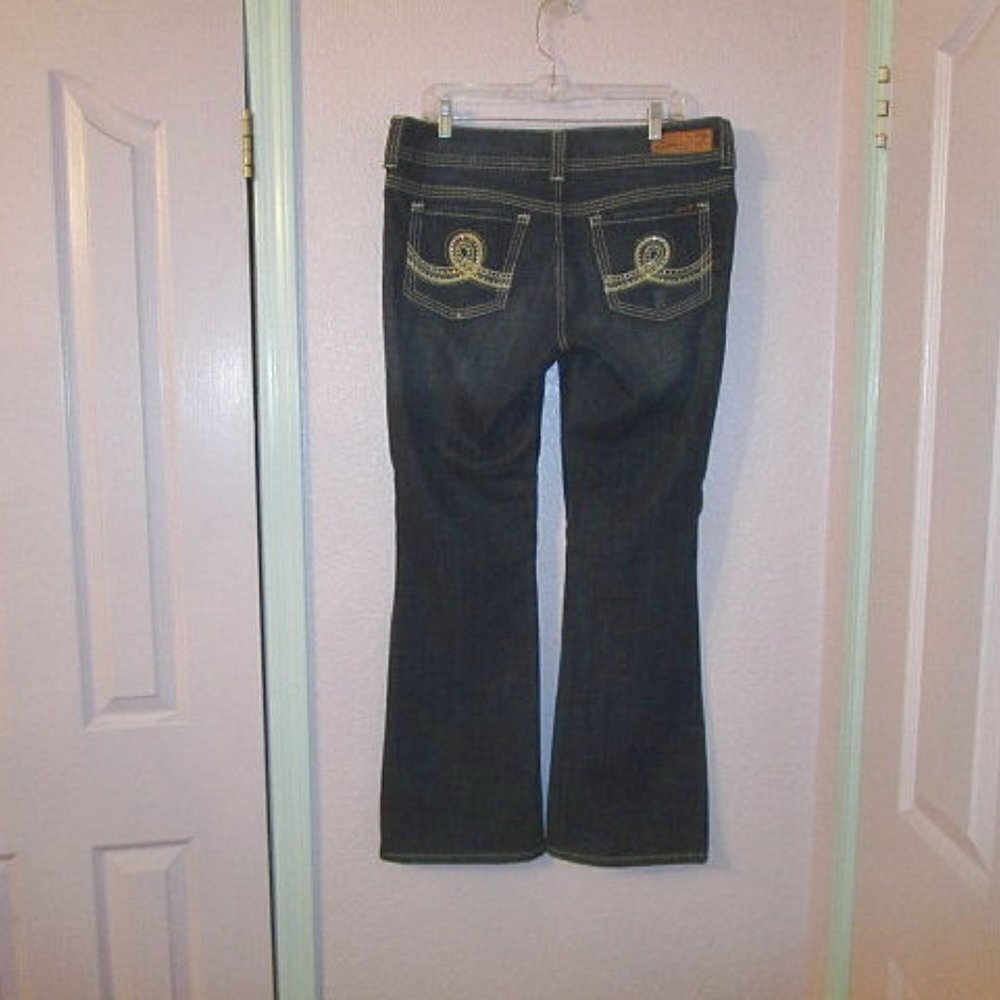 Seven7 Bootcut Jeans Womens 12 Stretch Denim Dark Wash Mid Rise Western Cowgirl